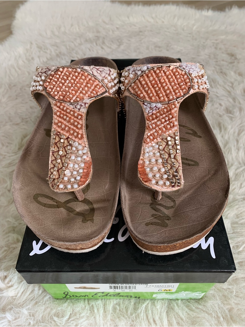 Sam Edelman Olivie Peach Beaded Sandals